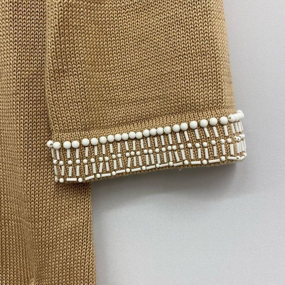 Nanette Lepore Women's Size XS Brown Knit Long Duster Cardigan Beaded Sweater - Picture 5 of 9